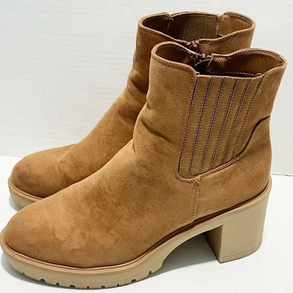Universal Thread Women's Cognac‎ Katrina Platform Heeled Ankle Boots Tan Size 11